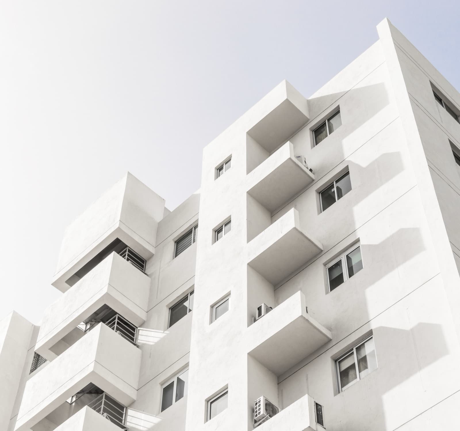 Low-angle view of a modern residential block